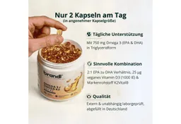Brandl Nutrition Brandl Nutrition Omega D3 K2 Kapsel hochdosiert, Premium Omega 3 mit Fischöl aus der EU Kapseln, Vitamin D3 aus Flechten, gute Kapselgröße, unabhängig laborgeprüft – Produktbild 1 von 1