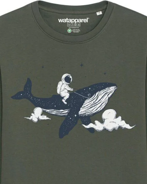 watapparel watapparel Sweatshirt Unisex Spacewhale, Khaki, – Produktbild 3 von 3