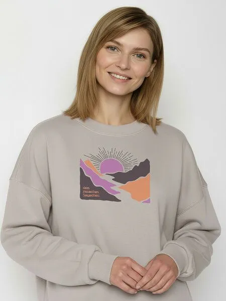 GreenBomb GREENBOMB River Sundown Core - Lässiges Sweatshirt aus Bio-Baumwolle / hochwertiger Print / GOTS / Fair & Vegan, Grau (sandstone), – Produktbild 2 von 4