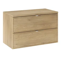 Lomadox Waschbeckenschrank TEMUCO-56-CREMONA 80 cm breit in Eiche mit Rahmenfräsung, 2 Schubladen, wandhängend – Produktbild 1 von 1