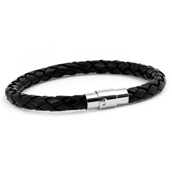Simaru Simaru Handgeflochtene Echtlederarmband für Damen & Herren mit Magnetverschluss, Schwarz, – Produktbild 1 von 2