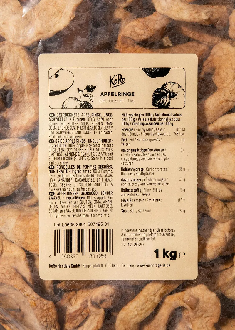 KoRo Getrocknete Apfelringe | 1 kg – Produktbild 3 von 5