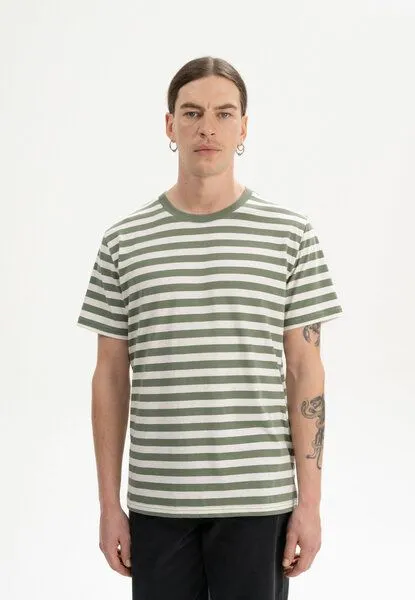 MELA MELA T-Shirt Style SADHIL aus 100% Bio-Baumwolle, Thymian gestreift, – Produktbild 1 von 4