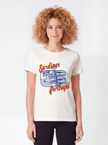 watapparel watapparel T-Shirt Frauen Sardines Portugal, Off white, – Produktbild 3 von 3