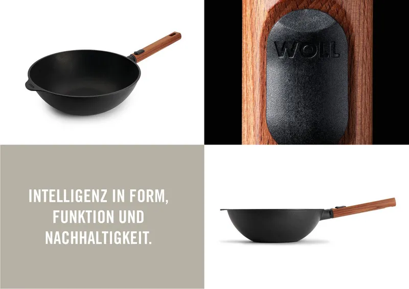 Woll Woll Wok MADE IN GERMANY - Eco Logic QXR Guss-Wok- und Rührpfanne, Aluminiumguss (1-tlg), Diamond-QXR - Beschichtung, Schwarz, – Produktbild 2 von 5