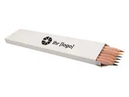 FSC-zertifizierte 6er-Bunstifte-Etui natur lang, 17,5 cm inkl. 1-farbigem Rundumdruck – Produktbild 1 von 1