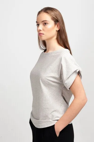 SHIPSHEIP SHIPSHEIP ELLIE - Damen T-Shirt aus Bio-Baumwolle, Grau, – Produktbild 3 von 4