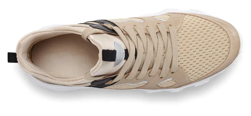 John Devin John Devin Schnürschuh, Freizeitschuh, Halbschuh, Schnürhalbschuh, Turnschuh Sneaker im sportiven Look mit Mesh-Einsatz VEGAN, Beige, – Produktbild 3 von 5