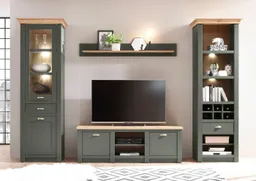 Home affaire Wohnwand Cambridge, moderne Anbauwand, Metallgriffen, Komplettset, Landhausstil, (Set, 4-St), enthält Regal, Vitrine, Lowboard und Wandboard, ohne Beleuchtung – Produktbild 1 von 1