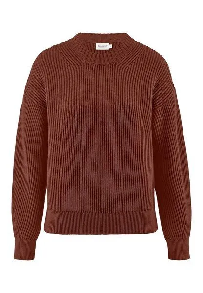 hessnatur hessnatur Strick Pullover Relaxed aus reiner Bio-Baumwolle, Dunkles rost, – Produktbild 3 von 4