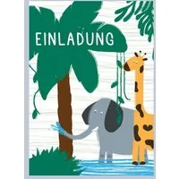 Fines Papeterie Fines Papeterie 5 Einladungskarten SAFARI Kindergeburtstag * Din A6 * im Set – Produktbild 1 von 1
