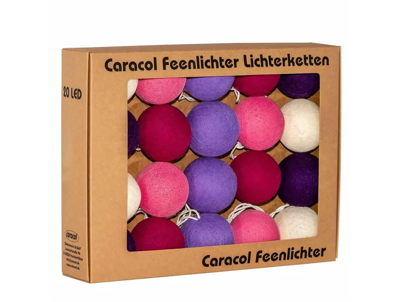Caracol Caracol Kugel-Lichterkette 20 handgefertigte Kugeln, Rosa-lila, – Produktbild 1 von 2