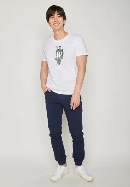 GreenBomb GREENBOMB Animal Dog Traveller Guide - Sportliches T-Shirt aus Bio-Baumwolle / hochwertiger Print / GOTS / Fair & Vegan, Weiß (weiß), – Produktbild 2 von 4