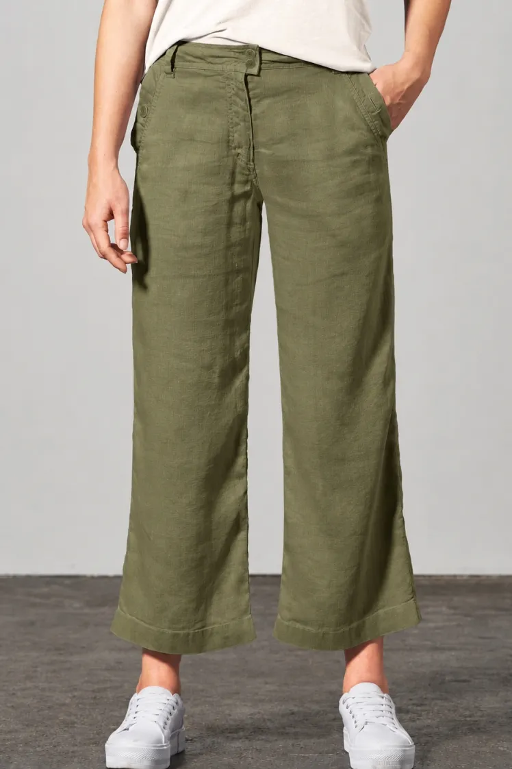 HempAge Hempage Damen vegan Culotte Mit Hoher Taille 7/8 Länge Torfgrün, Grün, – Produktbild 2 von 2
