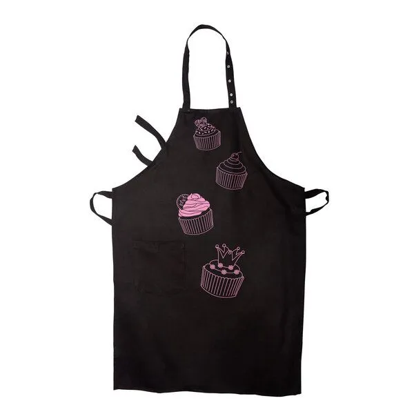 HANDGEDRUCKT HANDGEDRUCKT "Cupcakes" Latzschürze, Schwarz, – Produktbild 1 von 3