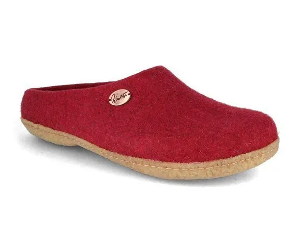 WoolFit WoolFit Filzpantoffeln „Classic“ mit Naturgummisohle mit weichen Filzeinlagen, Dunkelrot, – Produktbild 1 von 4