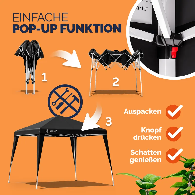 Casaria® Faltpavillon 3x3m Pop-Up Schwarz Schnellaufbau UV-Schutz 50+ wasserdicht stabil, Grün, – Produktbild 2 von 2