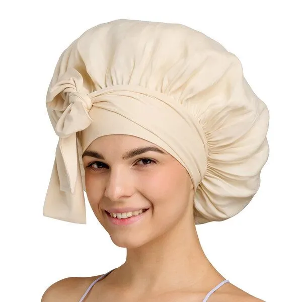 Qupro Qupro Schlafhaube Bonnet L vegane Seide Cupro, Silver grey, – Produktbild 2 von 3
