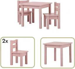 Hoppekids Kindersitzgruppe MADS aus Massivholz mit Kindertisch & passenden Stühlen, (Set, 3-tlg., 1 Tisch, 2 Stühle), in vielen Farben, mit zwei Stühlen – Produktbild 1 von 1