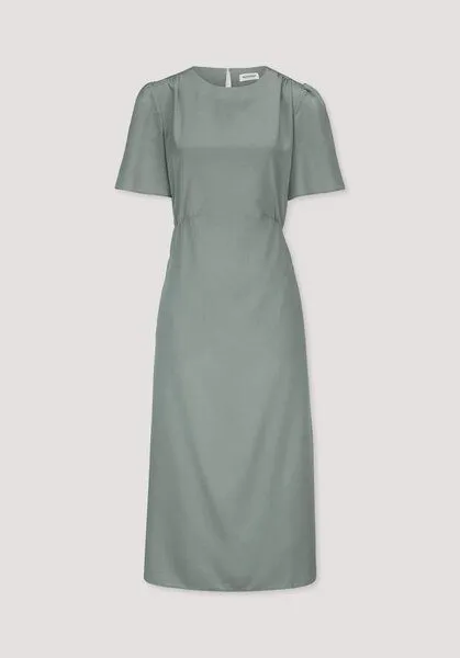 hessnatur hessnatur Gewebe Kleid gerafft Midi aus reinem Lyocell LYOCELL, Mattgrün, – Produktbild 5 von 5