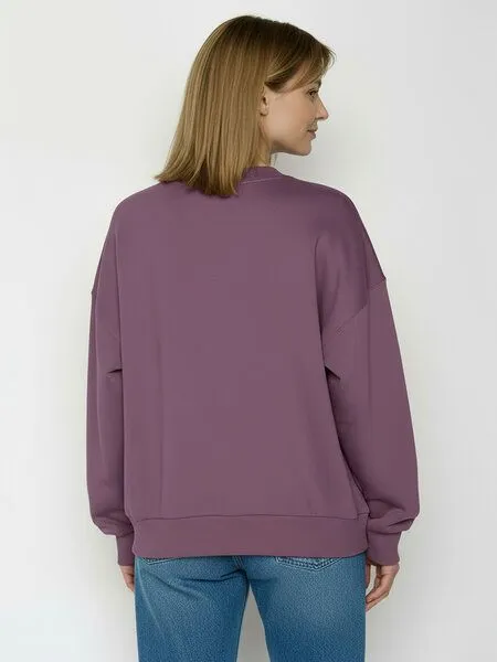 GreenBomb GREENBOMB Clover Core - Lässiges Sweatshirt aus Bio-Baumwolle / hochwertiger Print / GOTS / Fair & Vegan, Lila (moorberry), – Produktbild 4 von 4