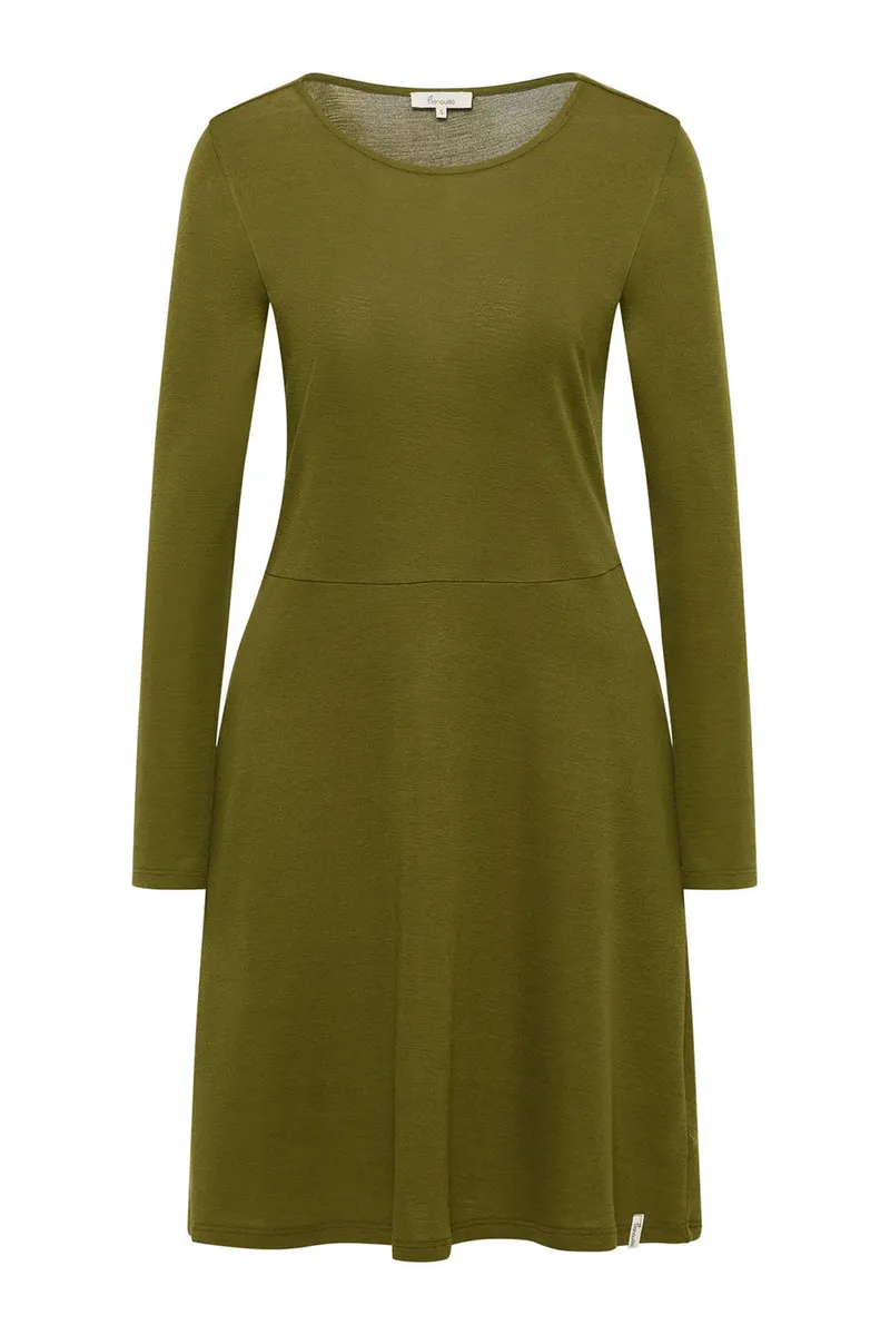 Tranquillo Tranquillo Jersey-Kleid Moonii aus Biobaumwolle, Olive, – Produktbild 1 von 6