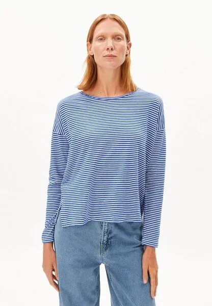ARMEDANGELS ARMEDANGELS XIANAA STRIPES Damen Longsleeve aus Bio-Baumwolle, Oatmilk-dynamo blue, – Produktbild 1 von 4