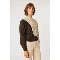 SKFK SKFK Damen vegan Pullover Ledea Zweifarbig Braun – Produktbild 1 von 1