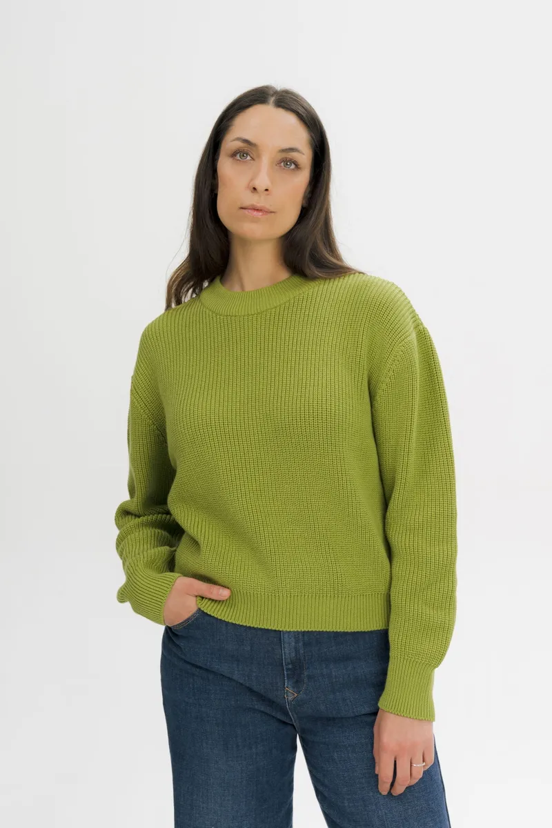 MELA MELA Damen vegan Strickpullover Mit Rippmuster Adah Seaweed, Olivgrün, – Produktbild 2 von 2