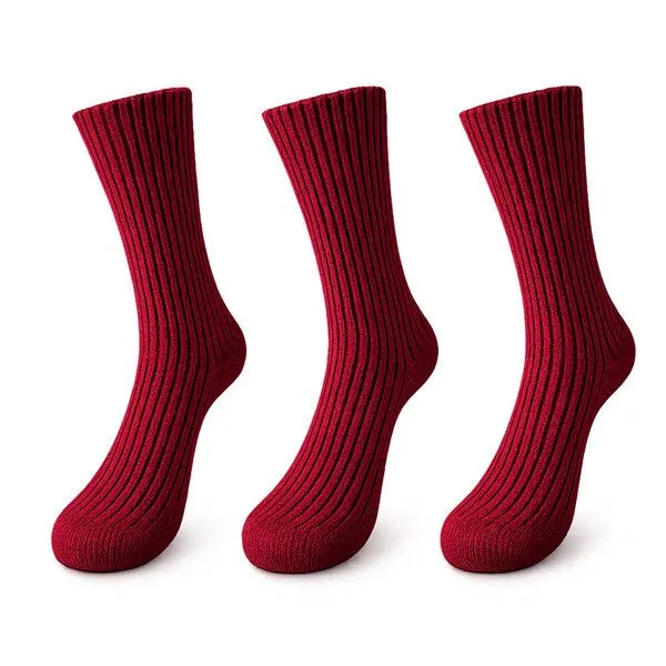 Bruno Barella Bruno Barella Damen Socken aus feiner Lammwolle – 3er-Pack, Burgunderrot, – Produktbild 1 von 2