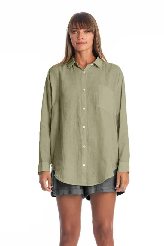 RAVENS VIEW IBIZA RAVENS VIEW IBIZA Damen vegan Hemd Monet Khaki, Dunkelgrün, – Produktbild 1 von 1