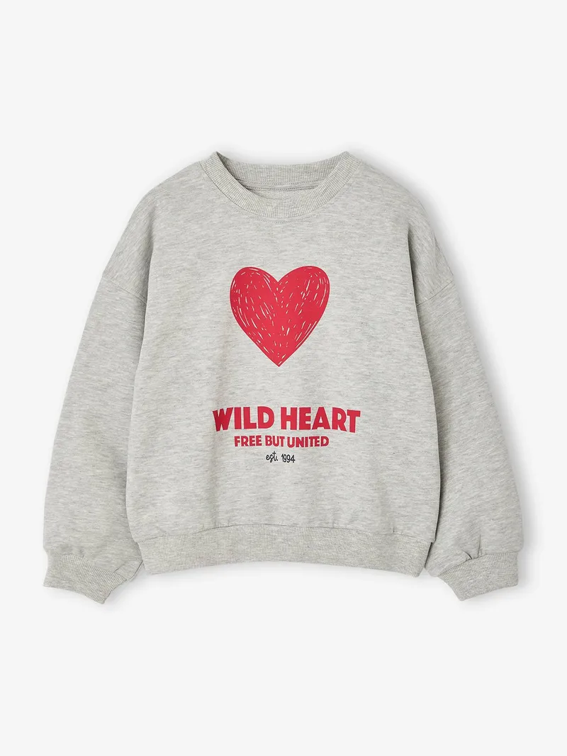 Vertbaudet Sweatshirt Mädchen, Grau meliert, – Produktbild 2 von 4