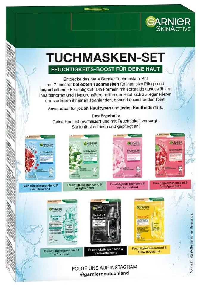 Garnier Garnier Tuchmaske SKIN ACTIVE TUCHMASKEN-SET Set, 7-tlg., mit sieben regenerierenden Masken, für Gesicht und alle Hauttypen, Weiß, – Produktbild 3 von 5