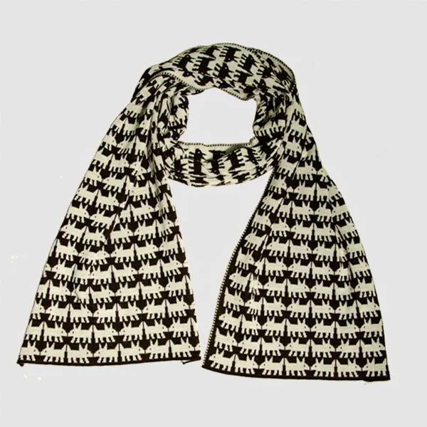 LANARTO slow fashion LANARTO slow fashion Schal Muster 'Hund' zweifarbig gestrickt aus Merinowolle, Braun, – Produktbild 2 von 3