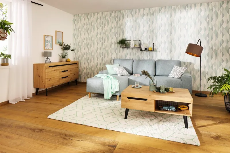 Home affaire Couchtisch Torge, Beistelltisch, Wohnzimmertisch, Tisch, Sofatisch (1-St), Schubkästen und Ablagefach, in drei Farben verfügbar, Braun, – Produktbild 5 von 8