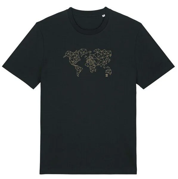 Kultgut Kultgut T-Shirt mit Motiv / Worldmap, Schwarz, – Produktbild 1 von 3