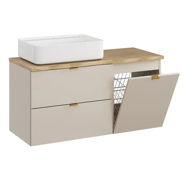 Lomadox Waschtischplatte DURANGO-56, 100 cm breit in Eiche mit Baumkante, Braun, – Produktbild 5 von 5