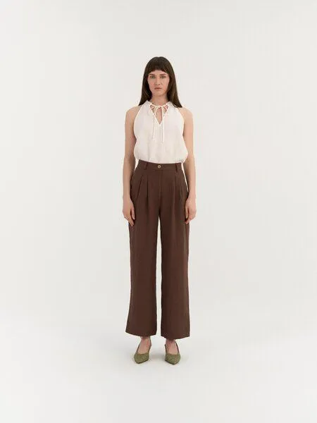 AmourLinen AmourLinen Klassische gerade Leinenhose VERA, Kakao (braun), – Produktbild 1 von 1