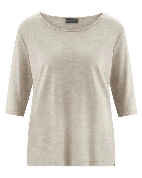 HempAge Hempage Damen Halbarm T-Shirt Hanf/Biobaumwolle, Distel(beige), – Produktbild 1 von 4