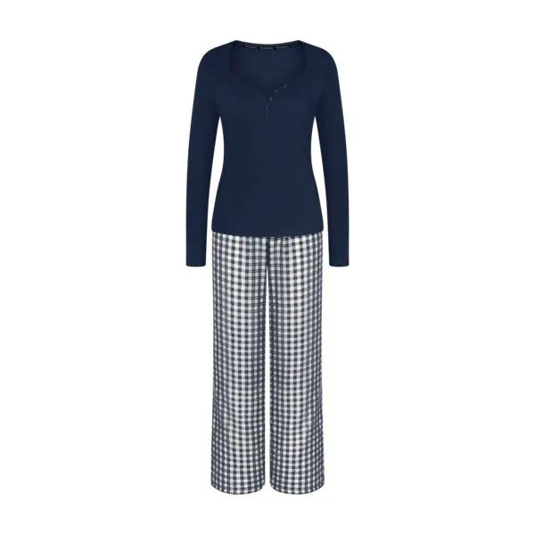 Triumph Triumph Pyjama-Set lang | Elevated | Bio-Baumwolle, Blau, – Produktbild 1 von 1