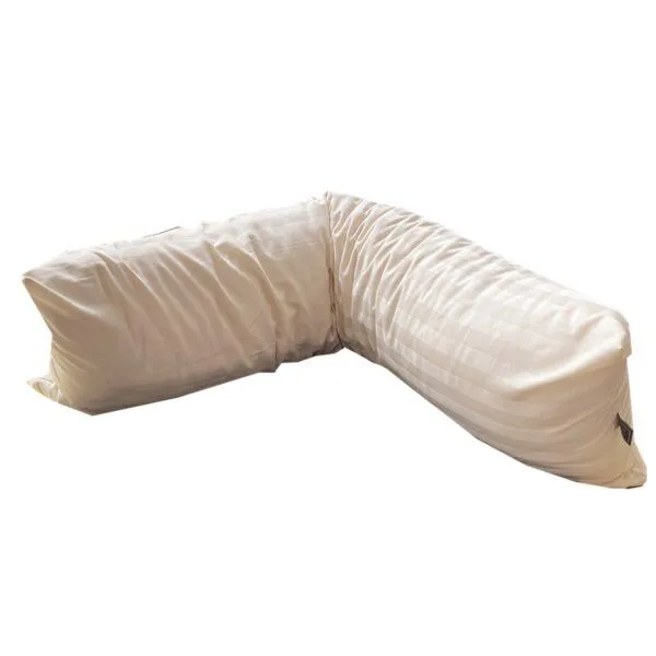 Villa Jade Villa Jade Bezug für Seitenschläferkissen 140x40cm gestreift 100% kbA Baumwolle, Grau, – Produktbild 2 von 3