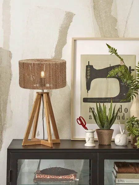 GOOD&MOJO GOOD&MOJO Tischlampe Iguazu 4-Fuss Natur/30x16, Schwarz, – Produktbild 2 von 4