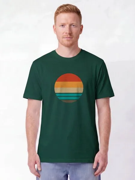 watapparel watapparel T-Shirt Unisex Retro Sunset Ocean, Glazed green, – Produktbild 2 von 2
