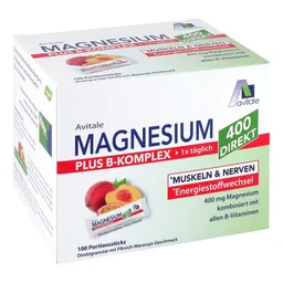 Avitale Magnesium 400 + B-Komplex Direktsticks Pfirsich-Maracuja – Produktbild 1 von 1