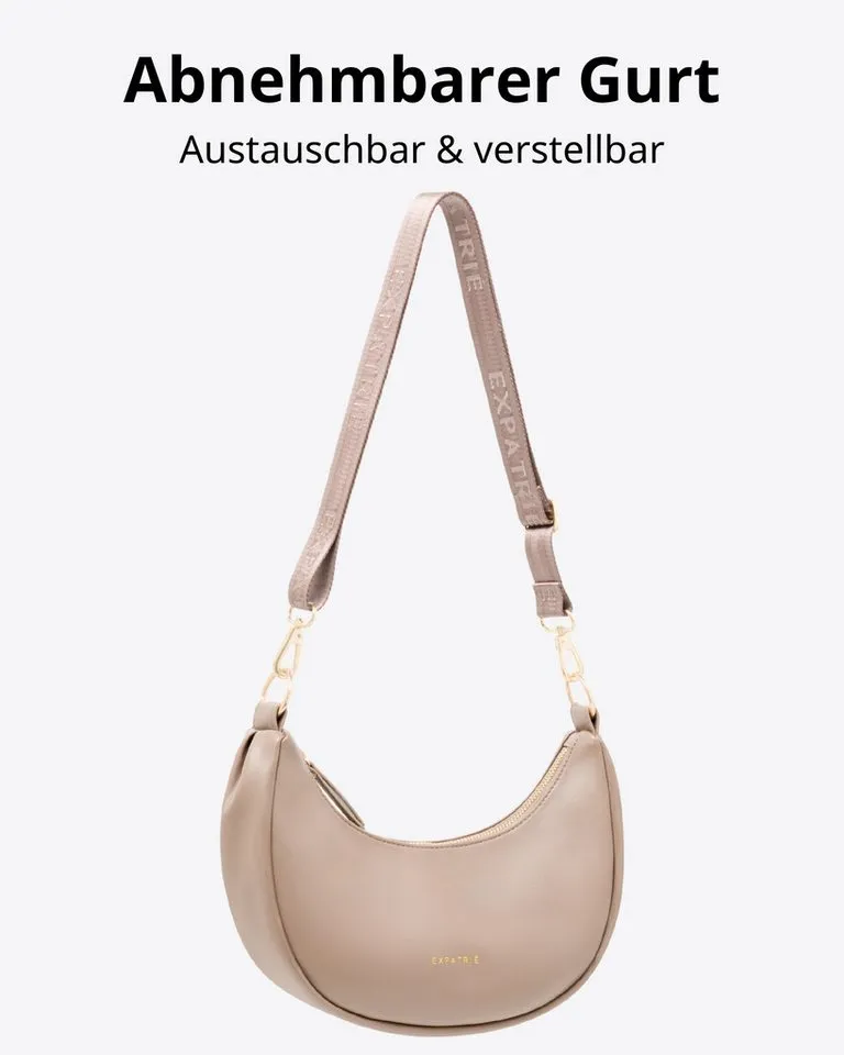 Expatrié Umhängetasche Lea Small Half Moon Bag Schultertasche, Elegante Crossbody Bag in Halbmond Form, Wasserabweisend, Braun, – Produktbild 3 von 5