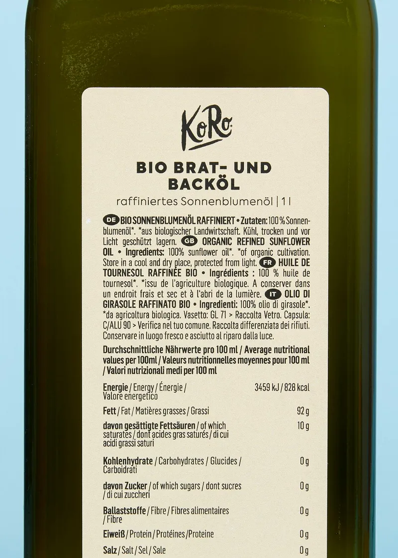 KoRo Bio Brat- und Backöl 1 L – Produktbild 4 von 5
