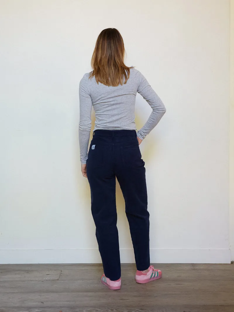 Côtelé Côtelé Damen vegan Hose Mit Geradem Bein Marineblau, Blau, – Produktbild 1 von 2