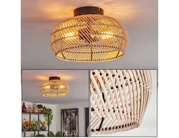 hofstein Deckenleuchte moderne Deckenlampe aus Metall/Bambus in Schwarz/Natur/Dunkelbraun, ohne Leuchtmittel, Deckenleuchte, Lichteffekt, Ø 30cm, 3xE27, ohne Leuchtmittel – Produktbild 1 von 1