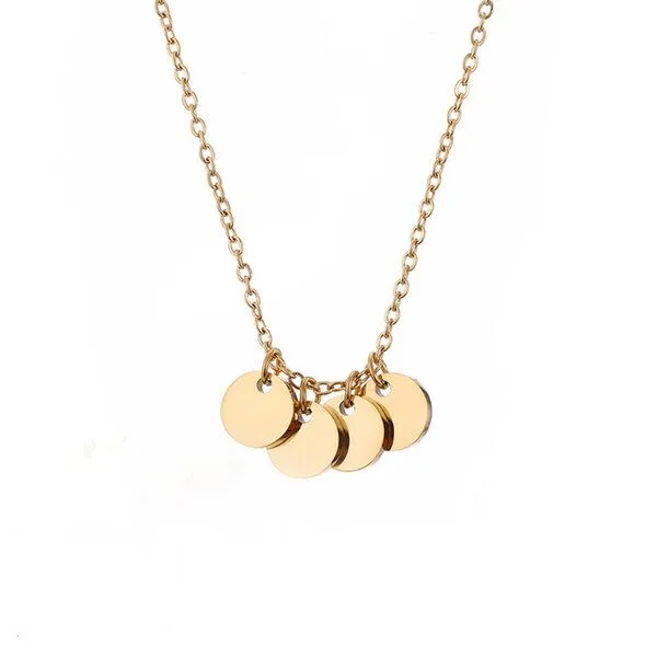 ELEKTROPULLI Kreis Kette mit 2,3 oder 4 Münzen in 6mm mit 42+8 cm langer Kette von Elektropulli, Gold 4er, – Produktbild 1 von 1