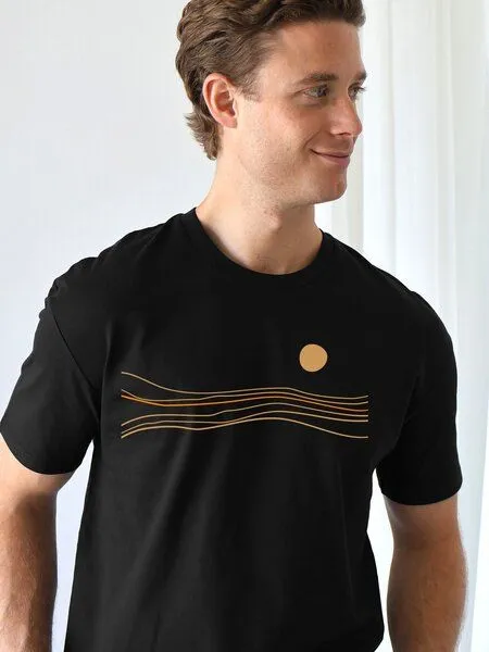Kultgut Kultgut Artdesign Biofair- Klassik T-Shirt / Still Sundown, Schwarz, – Produktbild 6 von 6